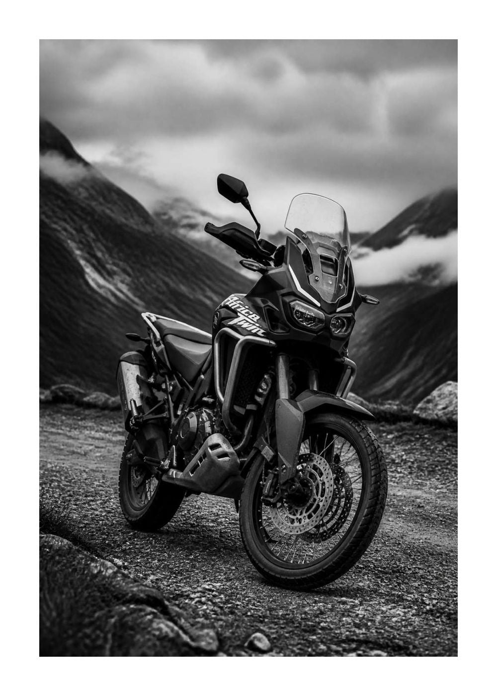 Honda Africa Twin – Gravel Road Blackwhite Poster