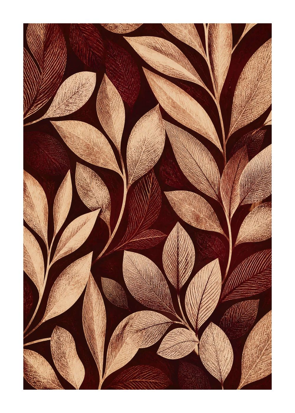 Textured foliage in oxblood Poster