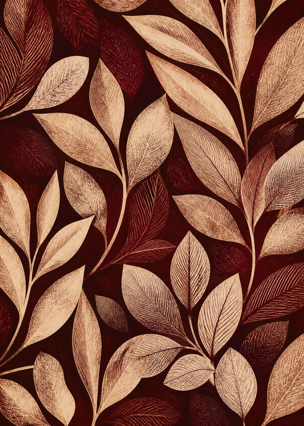 Textured foliage in oxblood Poster