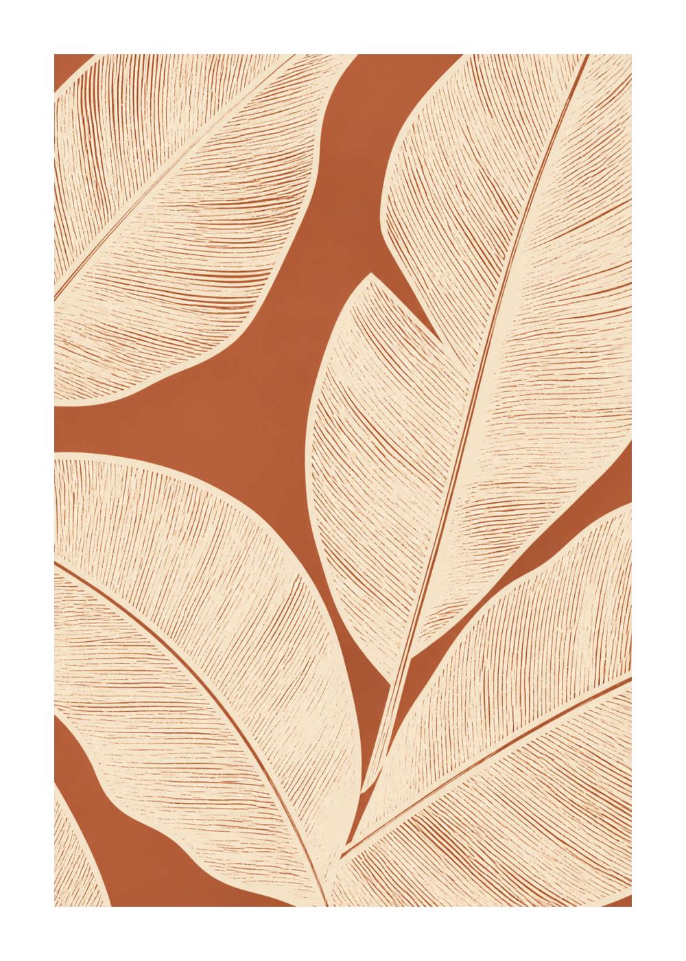 Cream leaves on burnt sienna Poster