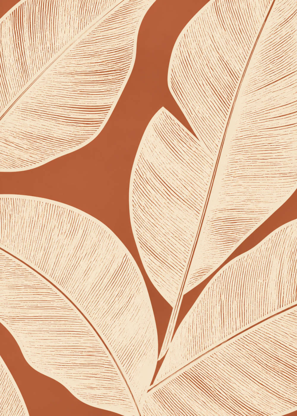 Cream leaves on burnt sienna Poster