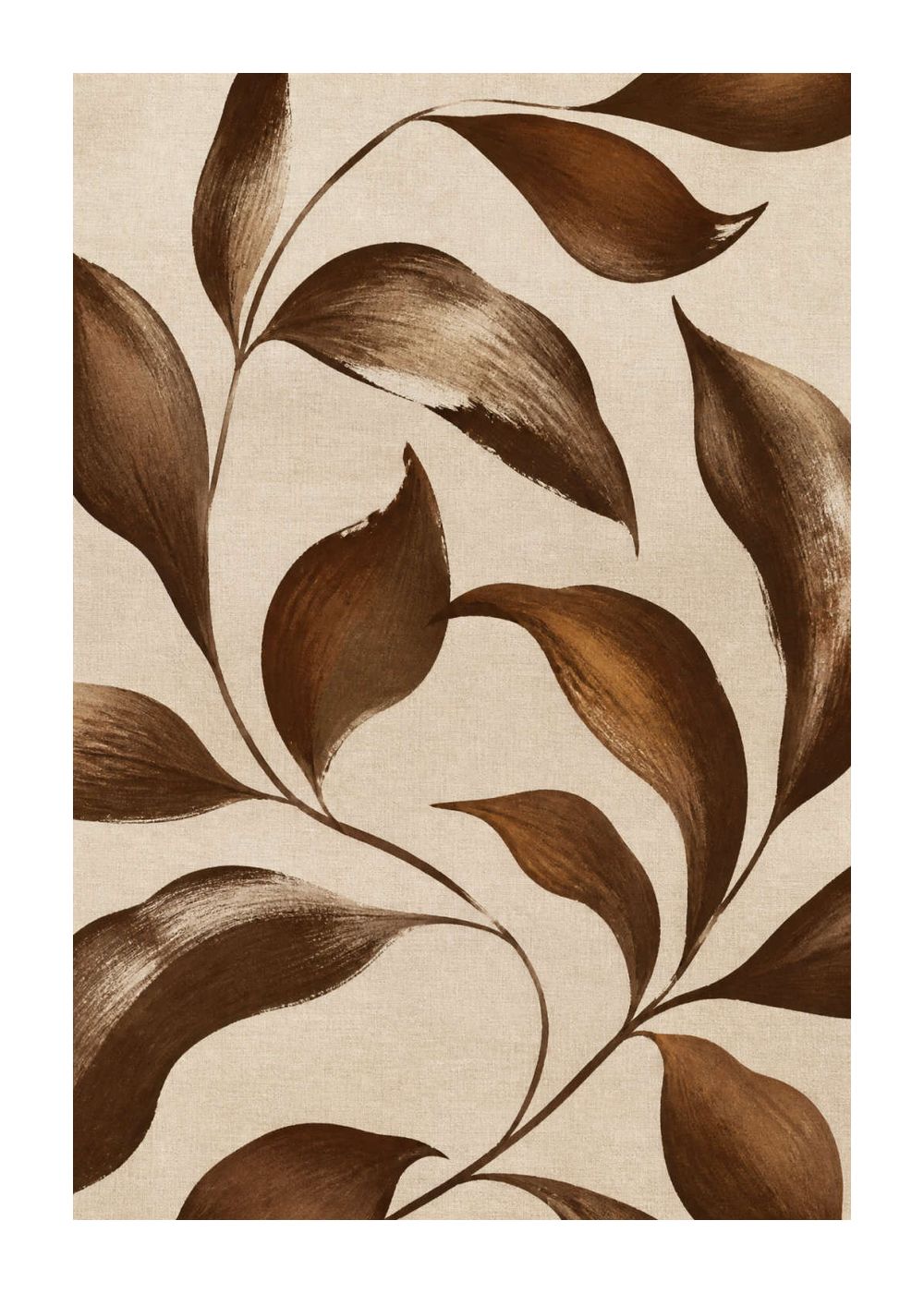 Brown leaves on linen Poster