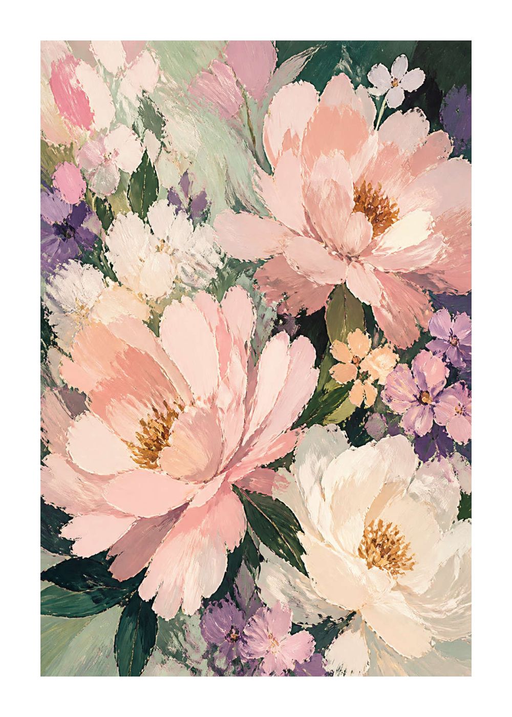 Garden blooms in expressive colour Poster