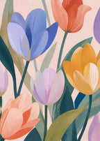 Colourful tulips in a loose garden Canvas