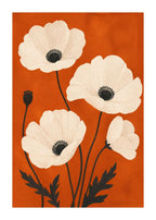Graphic poppies on warm ground Poster