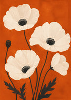 Graphic poppies on warm ground Poster