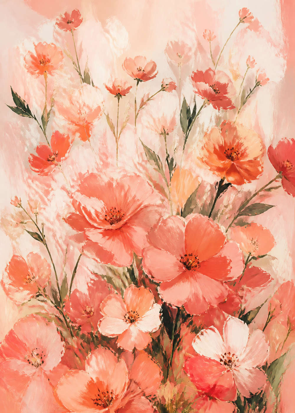 Coral flower field Canvas