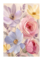 Lavender and rose blossoms Poster