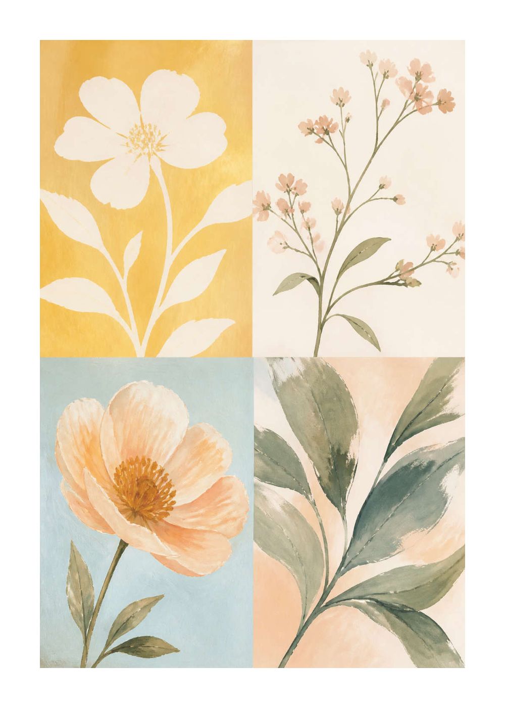 Four-panel botanical study Poster