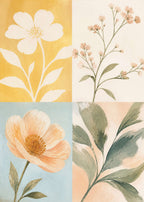 Four-panel botanical study Poster