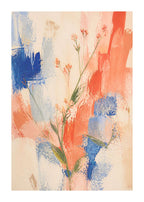 Coral and blue abstract stems Poster