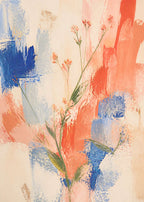 Coral and blue abstract stems Poster
