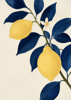 Citronkvist med djupblå blad Canvas