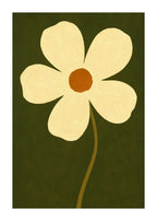 Krämvit blomma mot oliv Poster