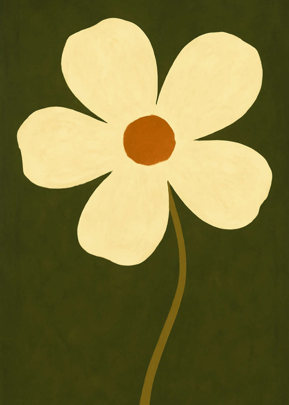 Krämvit blomma mot oliv Canvas