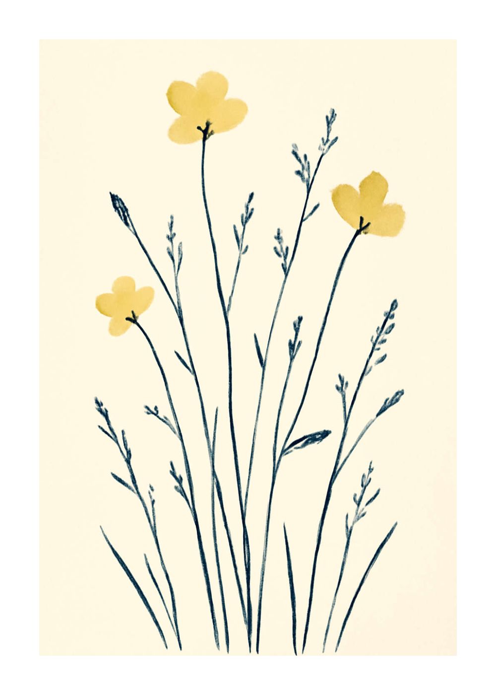 Sommaräng i blå tusch Poster