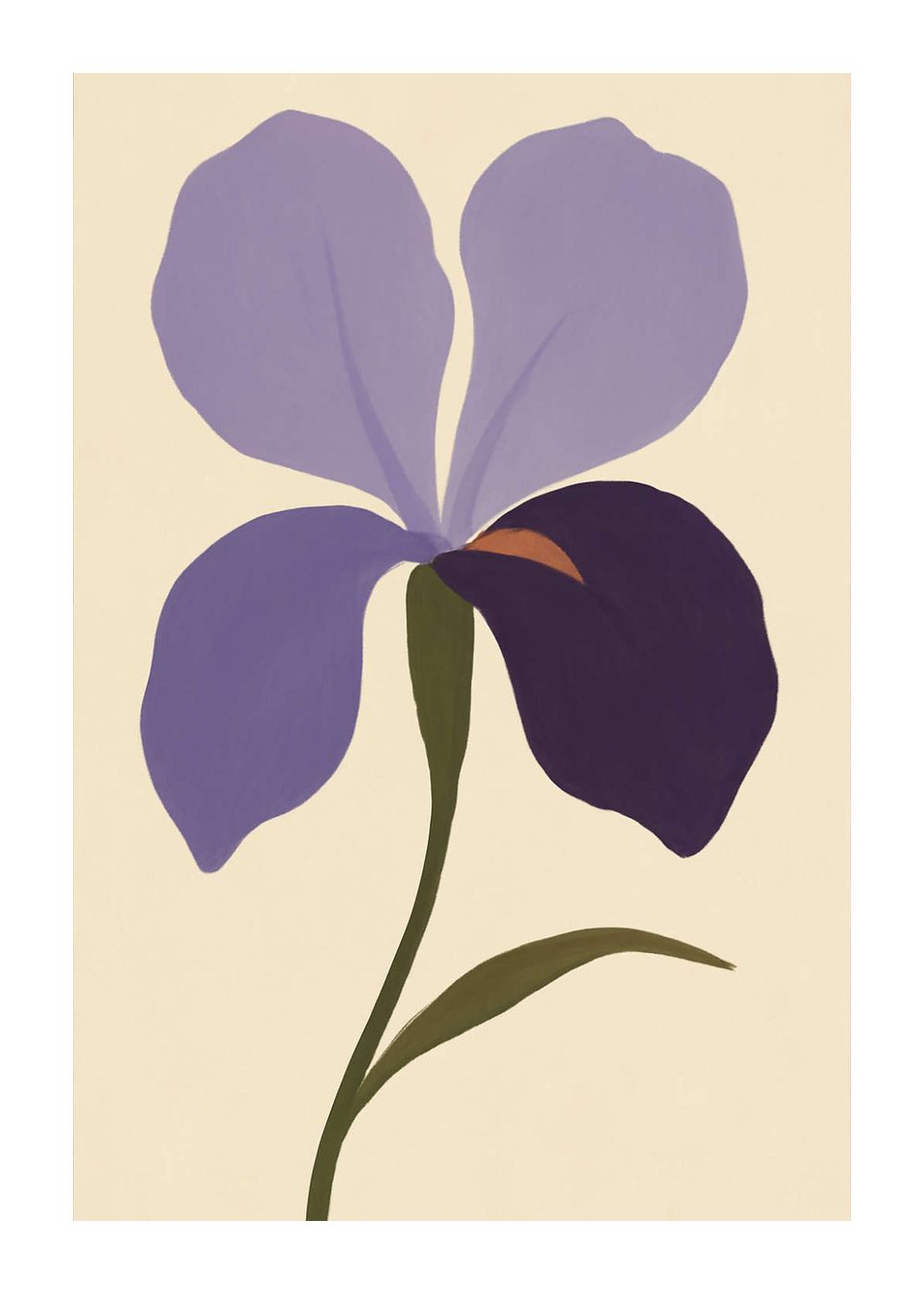 Iris i lavendel och plommon Poster