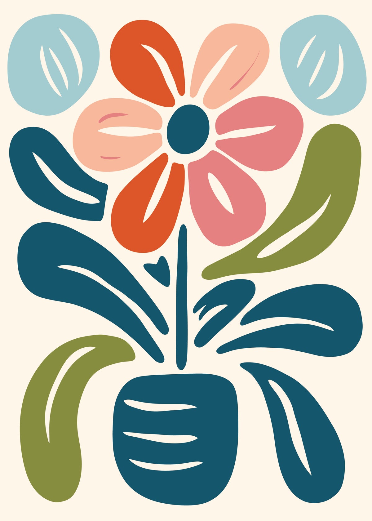Retro Blue Flower Pot