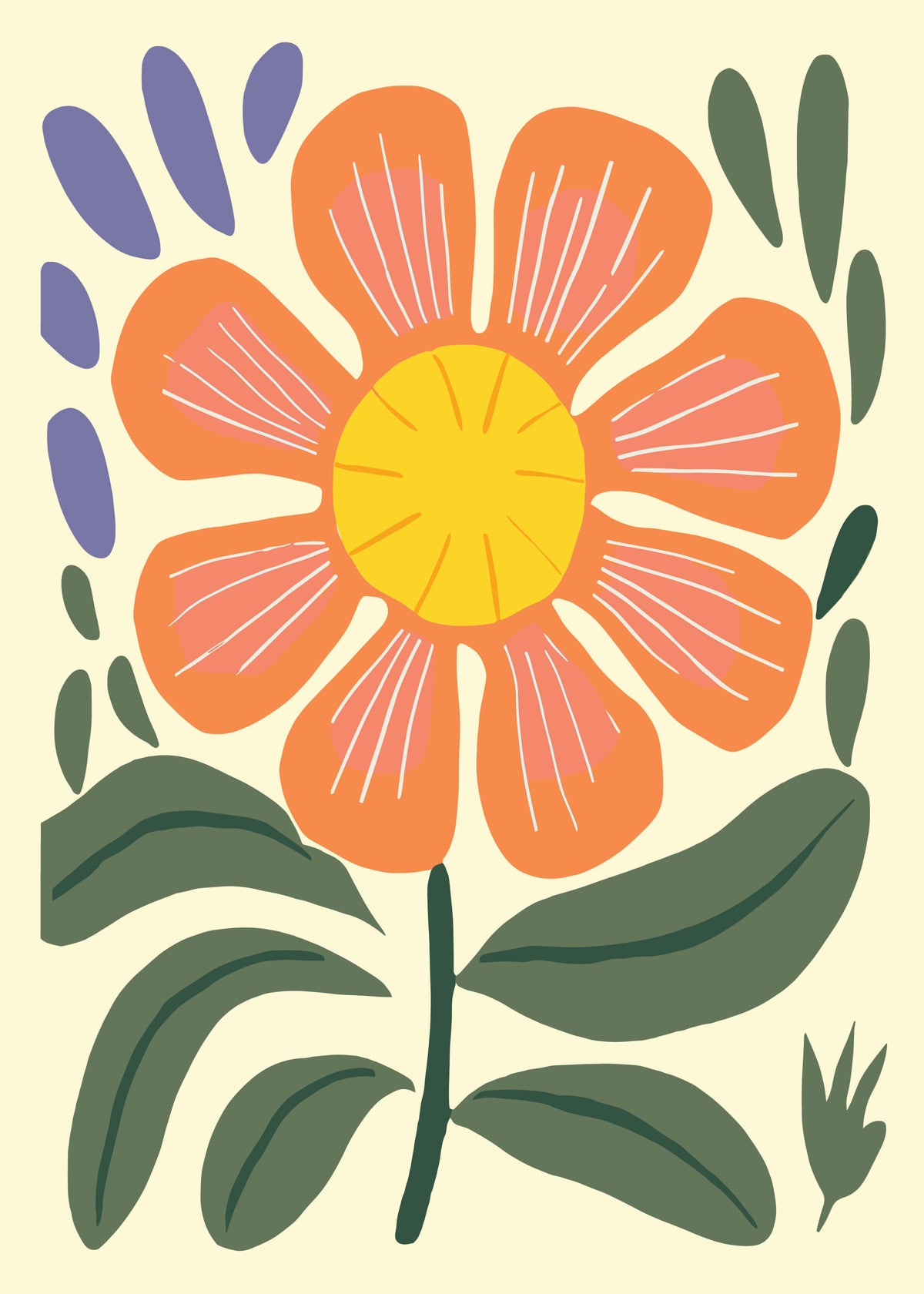 Retro Orange Daisy