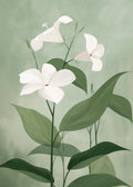 White Flowers on Green