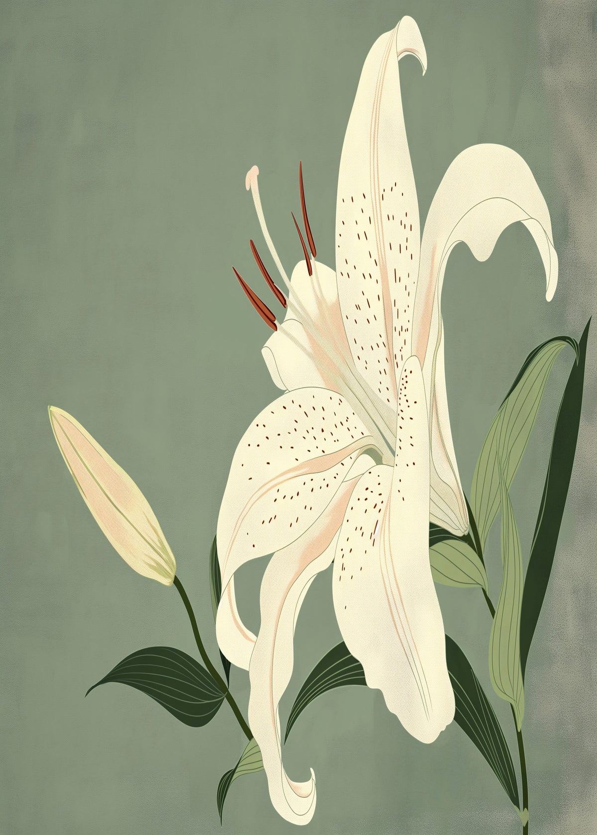 White Lily on Green