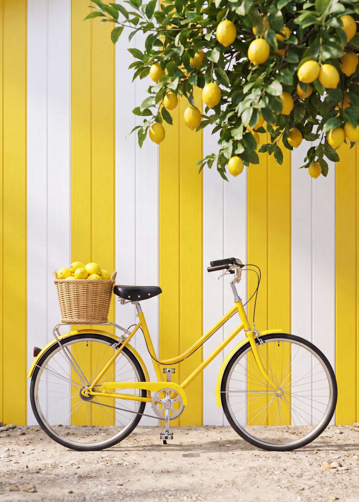 Yellow Bicycle with Lemons Poster