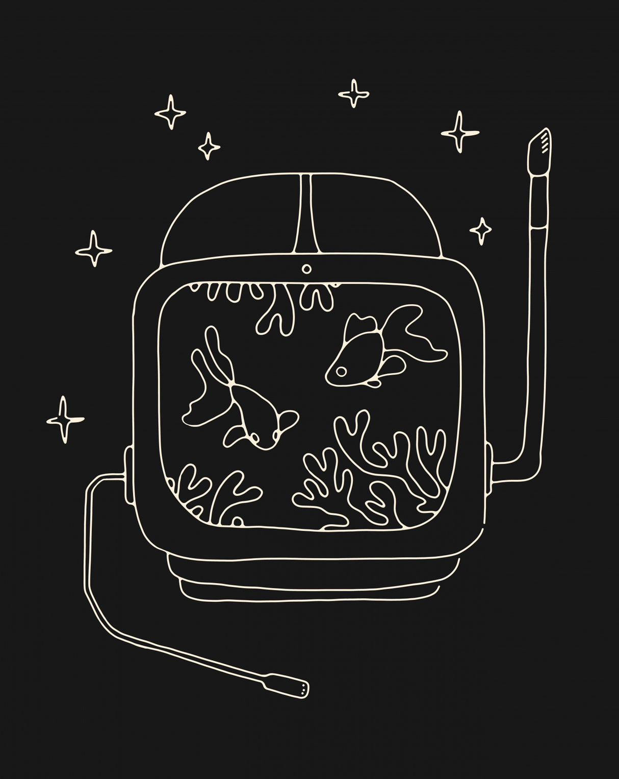 Astronaut and Fishes Poster och Canvastavla