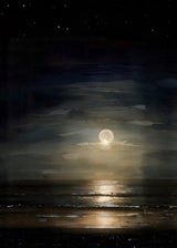 Full Moon Over Ocean Poster och Canvastavla