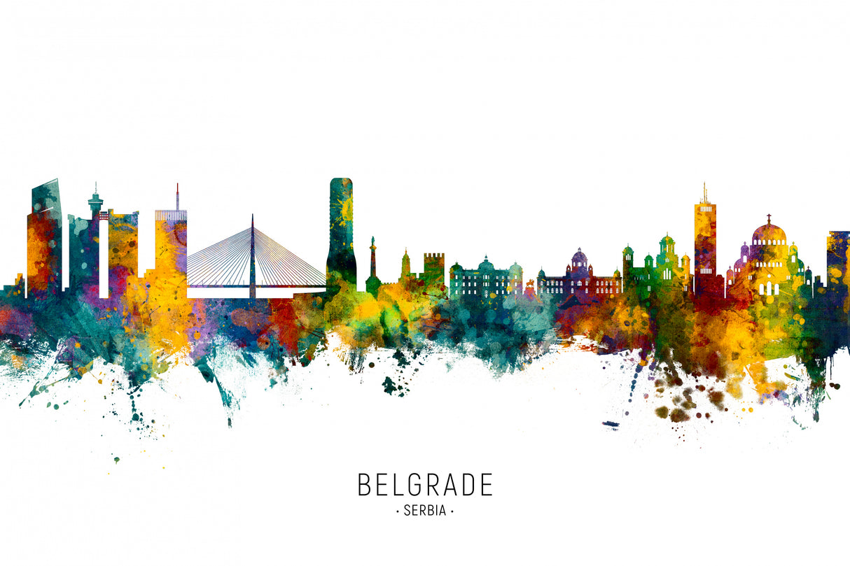 Belgrade Serbia Skyline Poster och Canvastavla