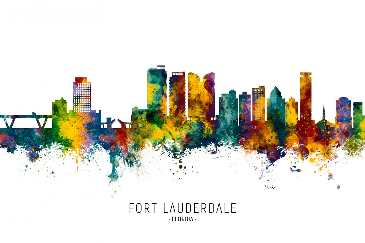 Fort Lauderdale Florida Skyline Poster och Canvastavla