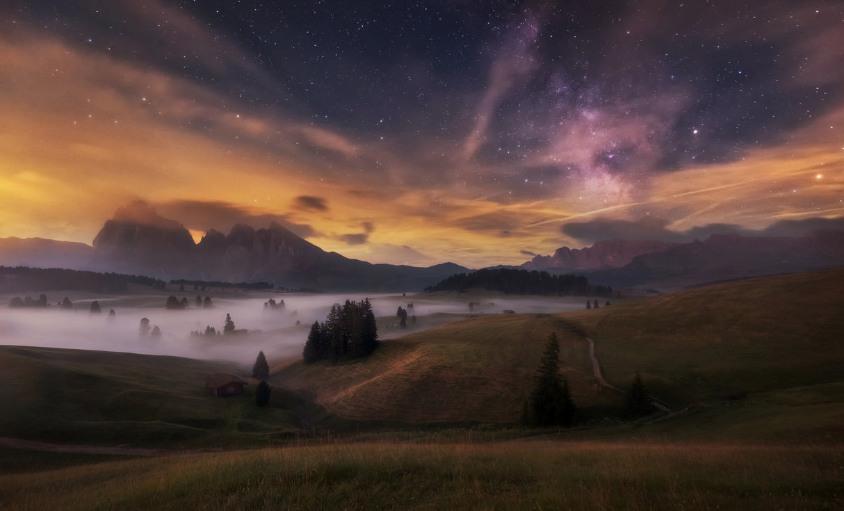 Alpe di Siusi at night Poster och Canvastavla