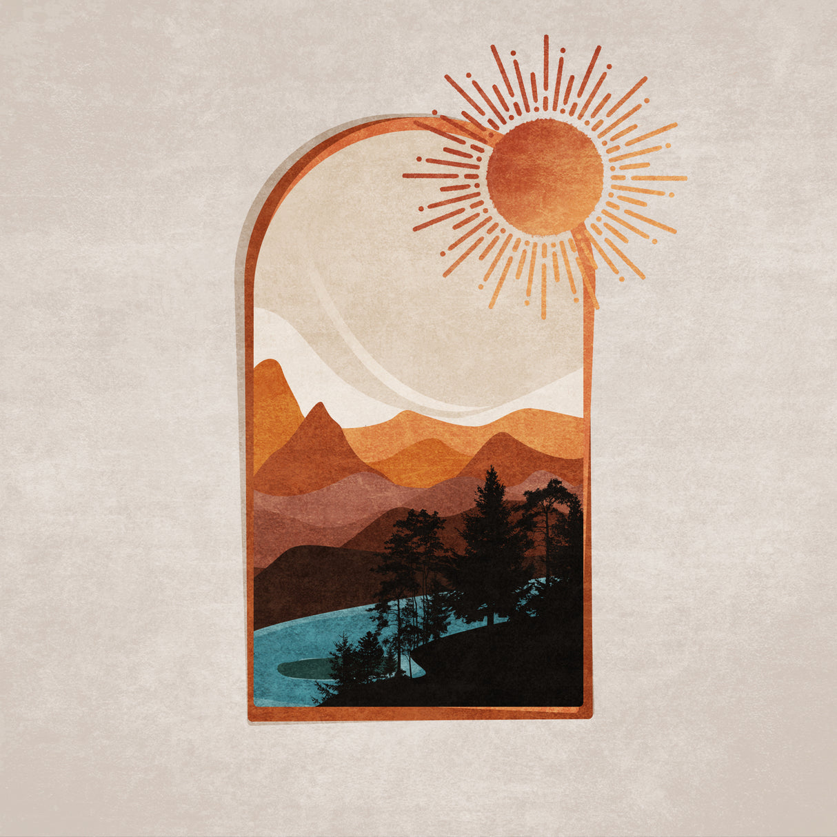 Window Desert Day and Sun Poster och Canvastavla