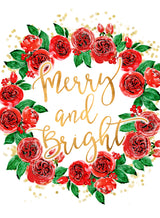 Merry and bright wreath of red English roses Poster och Canvastavla