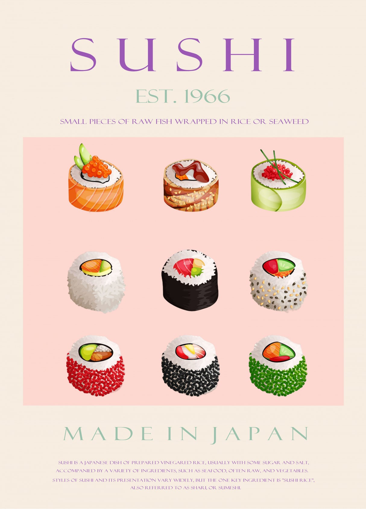 Sushi Est. 1966 Poster och Canvastavla