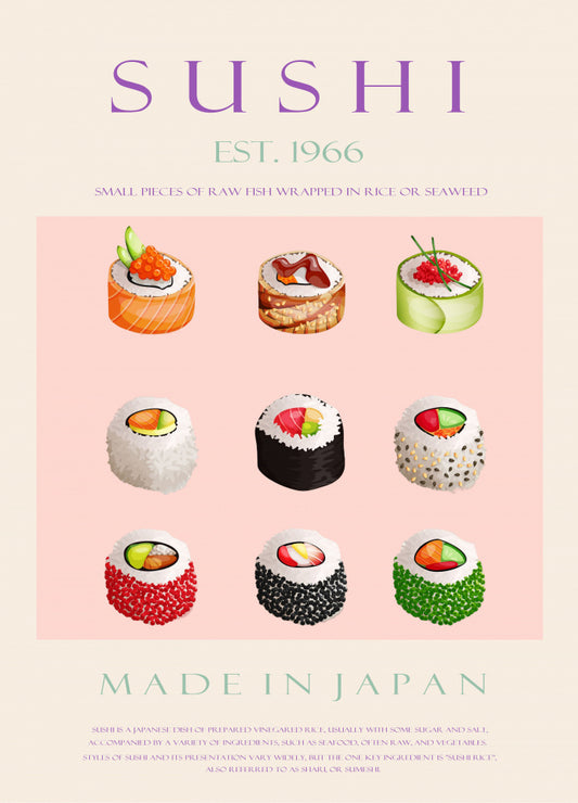 Sushi Est. 1966 Poster Kitchen poster eller kökstavla