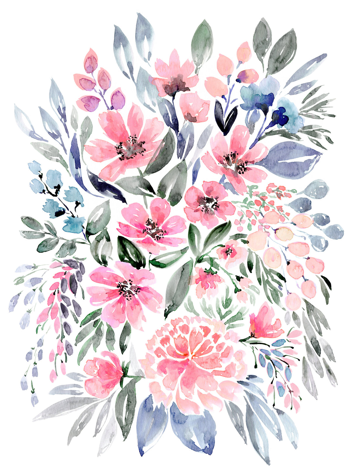 Clara watercolor bouquet Poster och Canvastavla