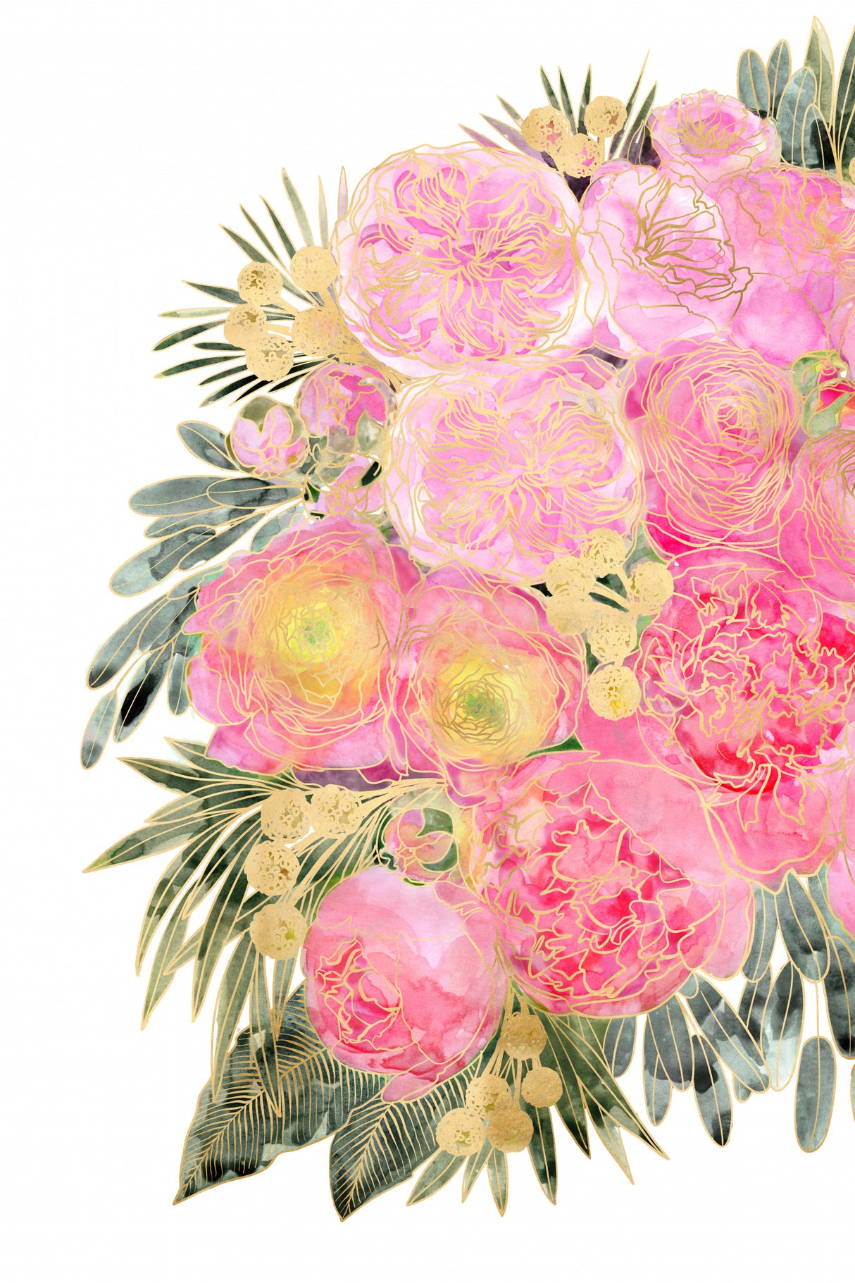 Rekha floral art in light pink watercolor Poster och Canvastavla
