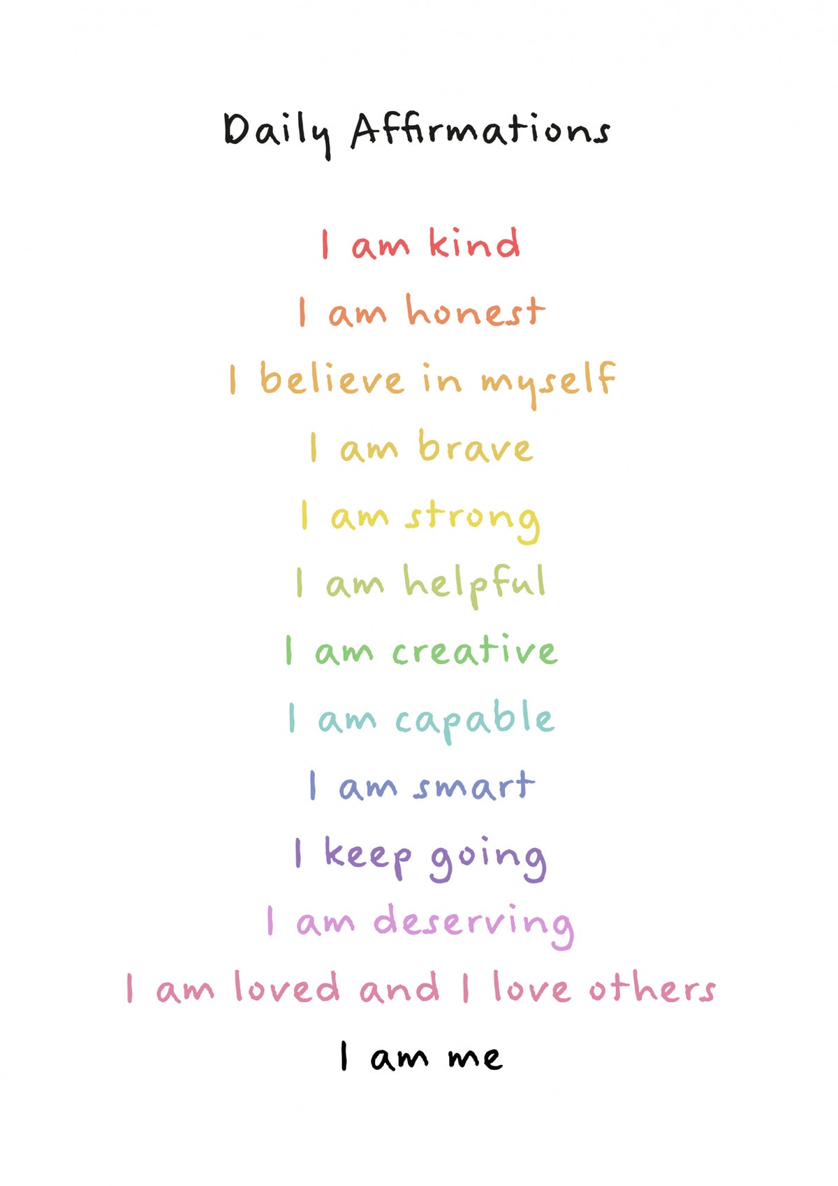Children's affirmations emotions print 3 Poster och Canvastavla