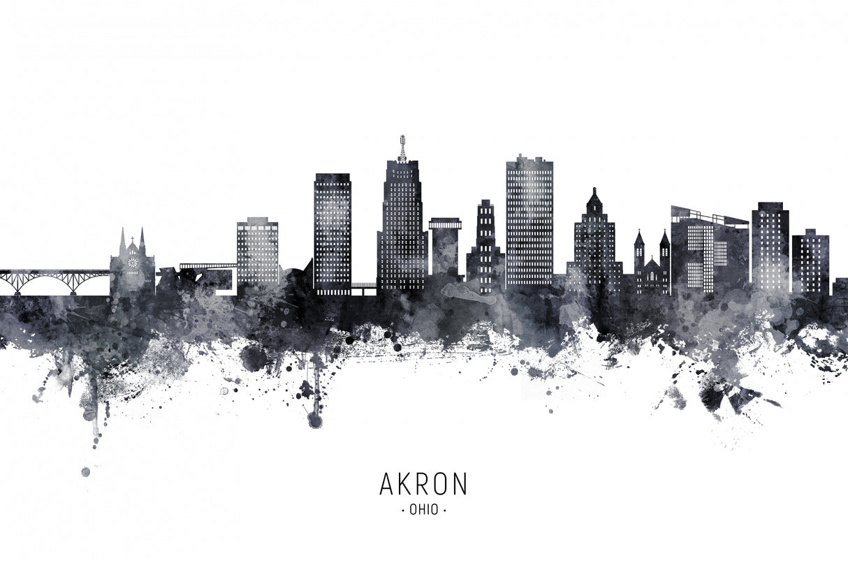 Akron Ohio Skyline Poster och Canvastavla