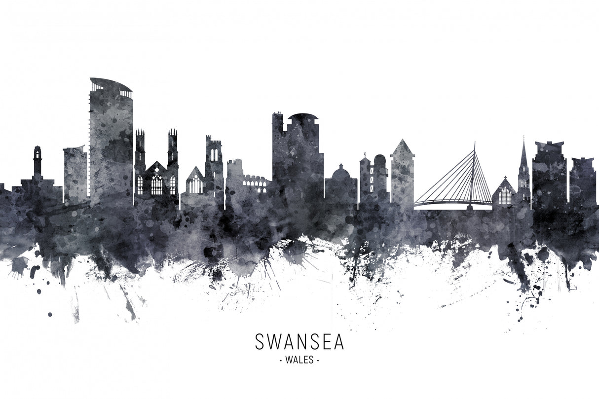 Swansea Wales Skyline Poster och Canvastavla