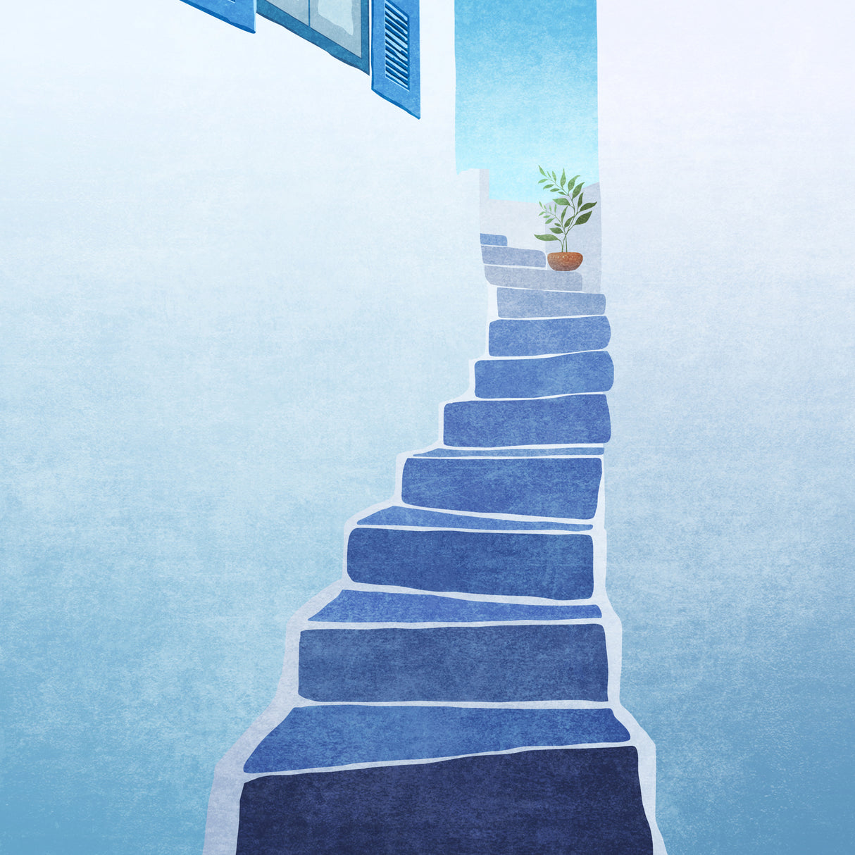 Greece Stairs Poster och Canvastavla