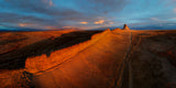 First Rays of Sun at Shiprock Poster och Canvastavla