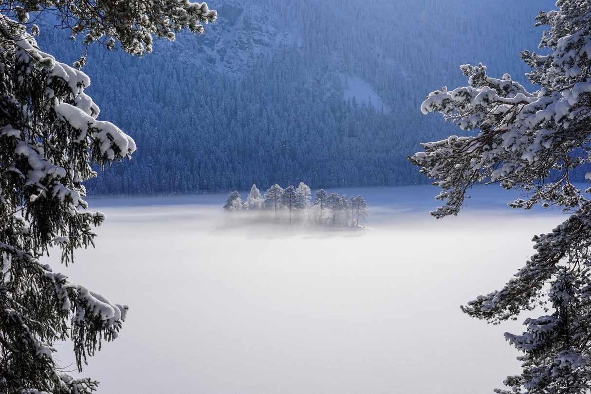 fog over frozen lake Poster och Canvastavla