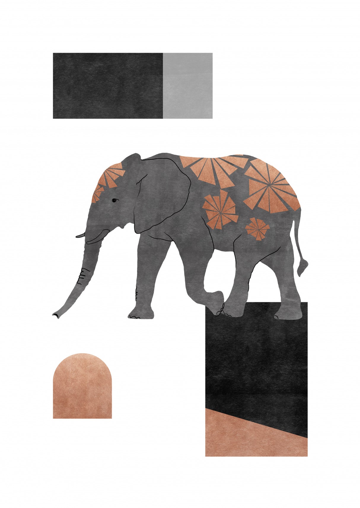 Elephant Mosaic II Poster och Canvastavla
