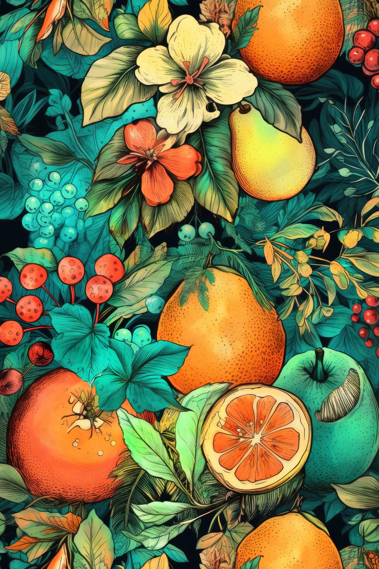 Flowers and fruits 5 Poster och Canvastavla