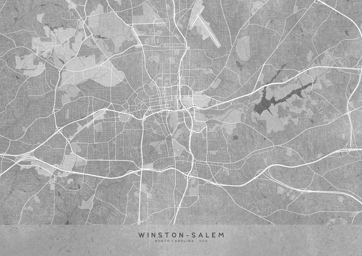 Map of Winston Salem (NC, USA) in gray vintage style Poster och Canvastavla