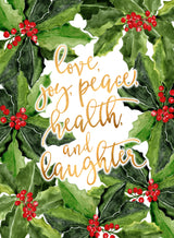 Holly floral art with holiday wishes Poster och Canvastavla