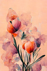 Abstract Coral Flowers (Peach) Poster och Canvastavla