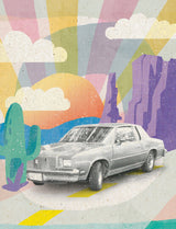 Vintage Car in the Desert Poster och Canvastavla