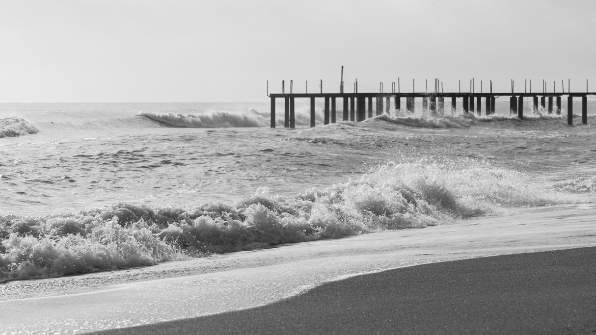 old pier and dramatic landscape Poster och Canvastavla
